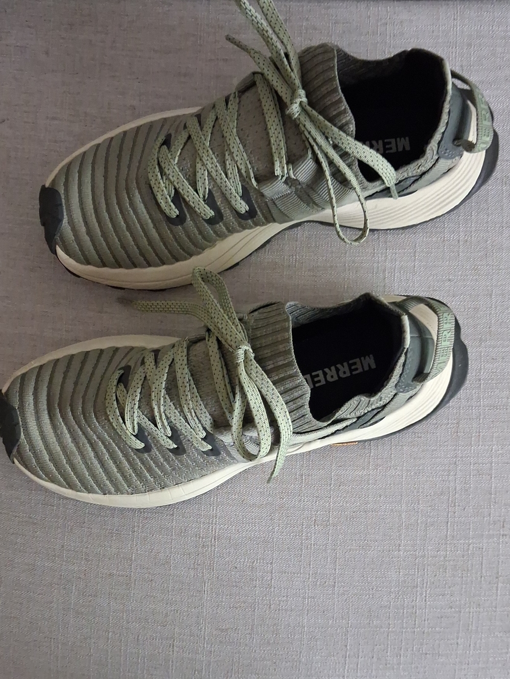 Merrell Sage Green Knit Lace-Up Sneakers. Womens size 7